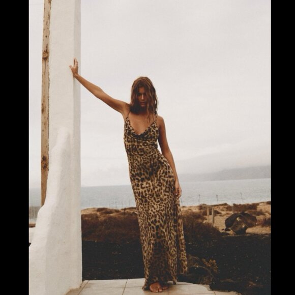 Zara Cheetah Leopard Maxi Printed Dress - Picture 1 of 8
